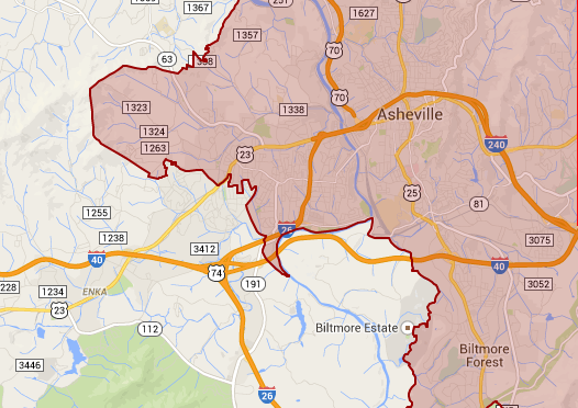 Asheville NC Split between Districts